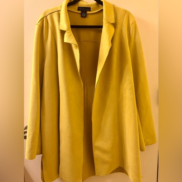 Joan Vass Jackets & Blazers - Joan Vass- New York Yellow Faux Suede Women's Shacket/Jacket, Size. XL